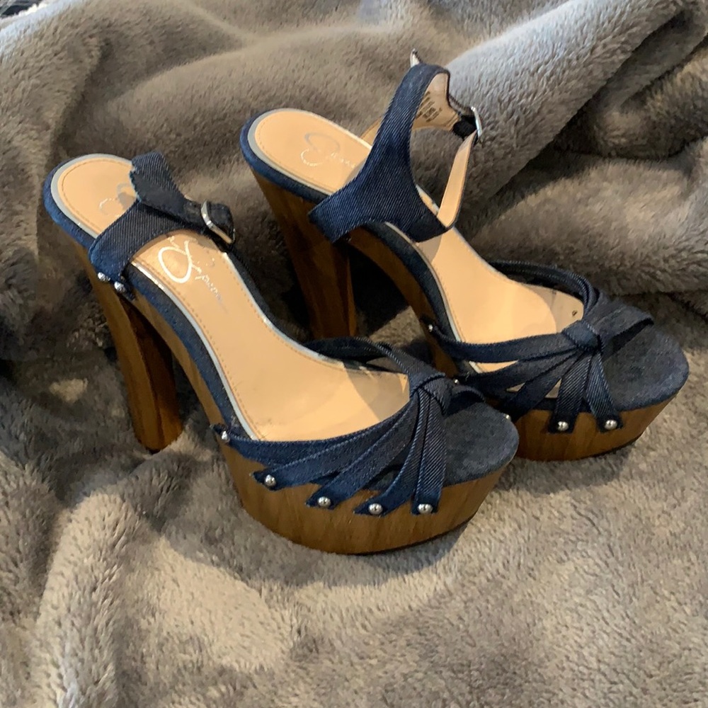 Jessica Simpson denim platforms